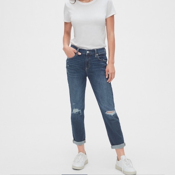 GAP Denim - GAP Mid Rise Distressed Girlfriend Jeans